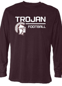Jenks Football Trojan Badger Long-Sleeve Performance T-Shirt (2 Colors) (Youth to Adult)