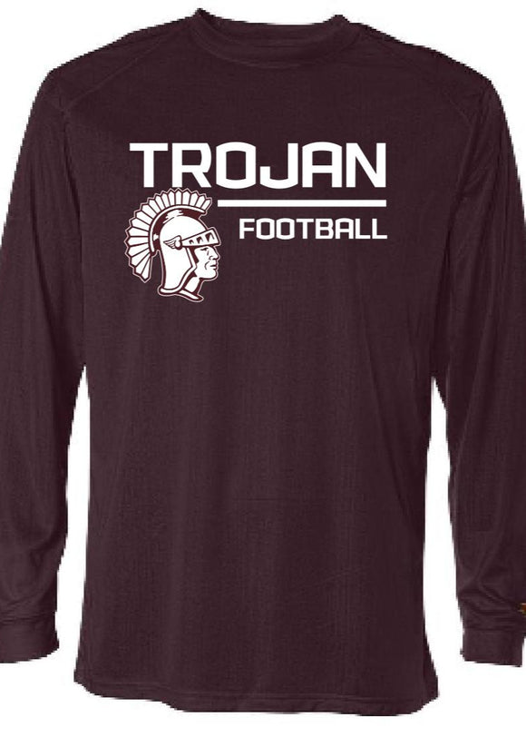Jenks Football Trojan Badger Long-Sleeve Performance T-Shirt (2 Colors) (Youth to Adult)