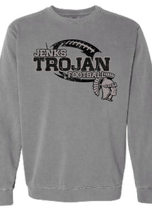 Jenks Football Distressed Comfort Colors Crew Sweatshirt (2 Colors)