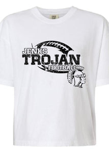 Jenks Football Distressed Women's Comfort Colors Boxy T-Shirt