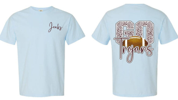 Jenks Football Go Trojans Comfort Color T-Shirts (Youth to Adult)