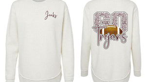 Jenks Football Go Trojans Women's Crew Sweatshirt