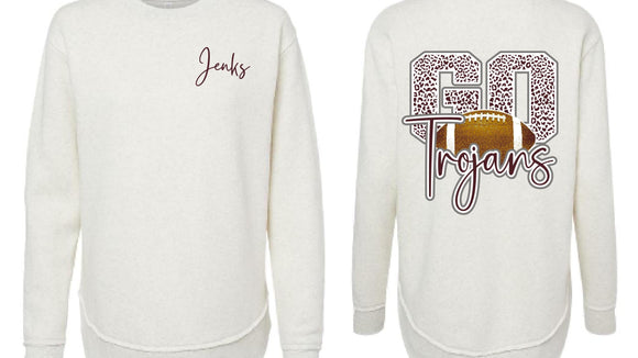 Jenks Football Go Trojans Women's Crew Sweatshirt