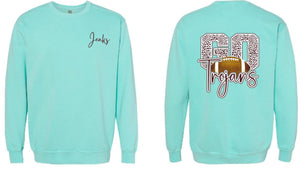 Jenks Football Go Trojans Comfort Colors Crew Sweatshirt