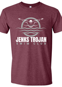 Jenks Swim Club Swimmer Maroon T-Shirt (Youth to Adult)