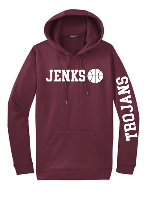 Jenks Basketball Trojans Maroon Performance Hoodie