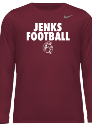 Jenks Football Nike Legend Long Sleeve Performance T-Shirt (Youth and Adult)
