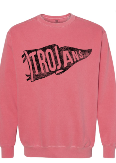 JMS Trojans Pennant Comfort Colors Crew Sweatshirt (3 Colors) (Youth to Adult)