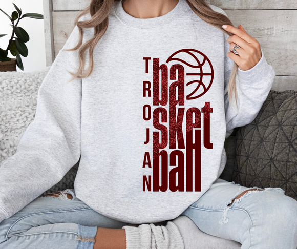 Jenks Trojan Basketball Sparkle Crew Sweatshirt (Youth to Adult)