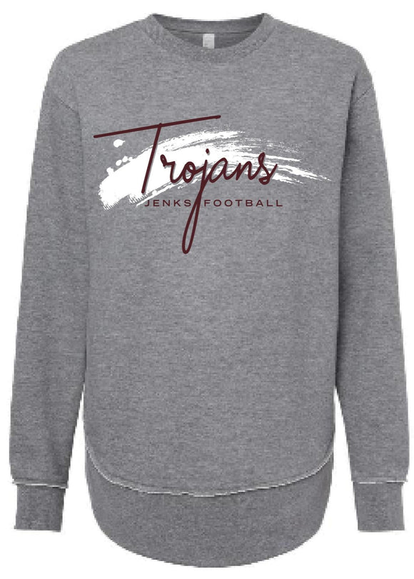 Jenks Football Painted Script Women's Crew Sweatshirt