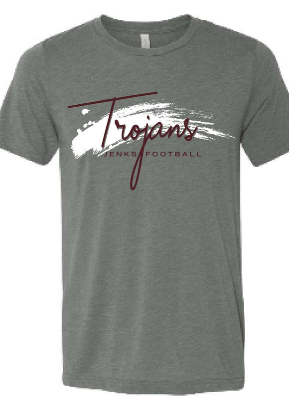 Jenks Football Painted Script Bella Canvas T-Shirt (Youth to Adult)